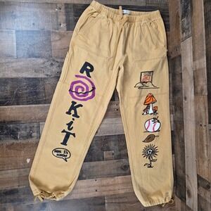 Rokit Timeout Graphic Print Cargo Pants Drawstring Spring Streetwear Medium NWOT
